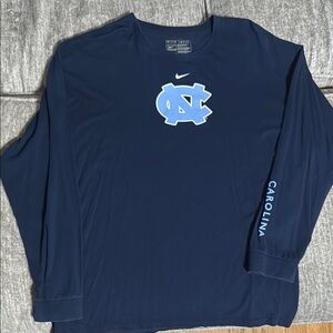 Nike Men’s XXL UNC North Carolina Tar Heels Navy Blue Long Sleeve T Tee Shirt